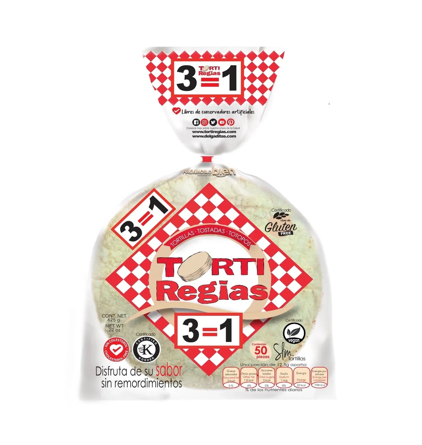 Tortillas TortiRegias Delgaditas Blanca 50 pza 625 g